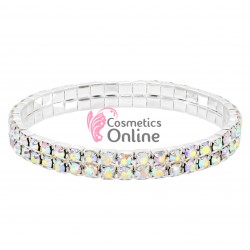 Bratara eleganta de mana BRM018BB Argintie cu cristale - 2 randuri